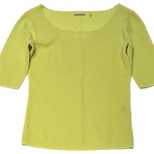 Elie Tahari Short Sleeve Lime Green Sweater Top Size XS